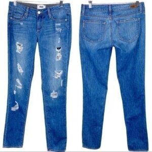 Paige Jimmy Jimmy Skinny Distressed Blue Jeans Size 25